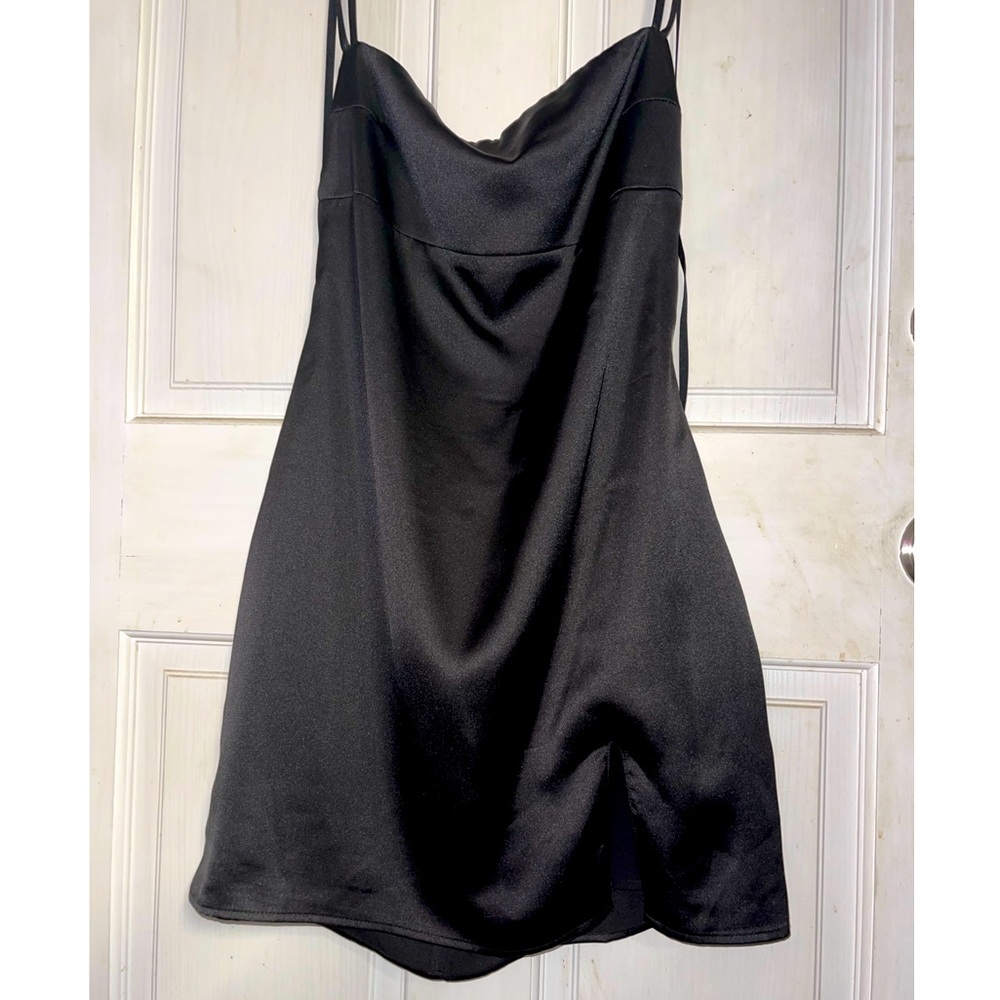 Black backless mini dress
